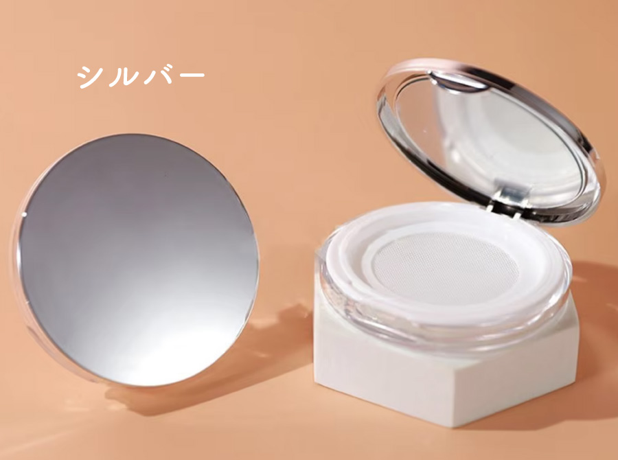 フェイスパウダー用ケース 詰め替え容器 メイク道具 ミラー付き ルース