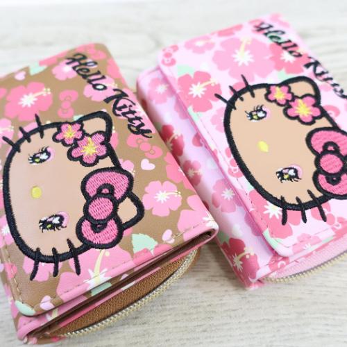ハローキティ レディース財布 ハイビスカス 三つ折りミニ ギャル