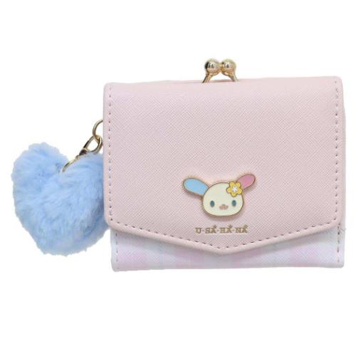 ウサハナ 財布 チェックプレート口金ミニ財布 ピンク サンリオ