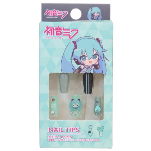 初音ミク ネイルチップ ロングネイルチップ ネイルアート 付け爪 サンタン