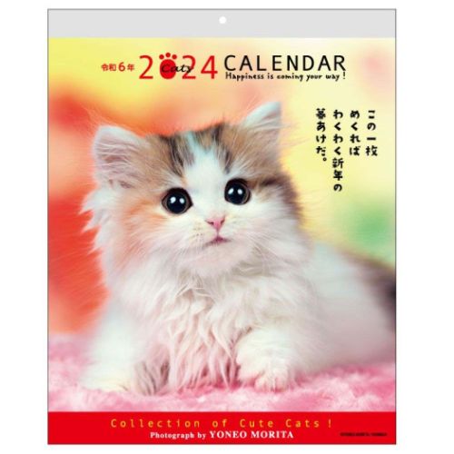 2024 Calendar 森田米雄 メッセージカレンダーCAT 壁掛けカレンダー2024年 ねこ スケジュール