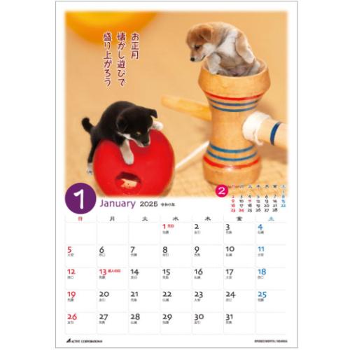 卓上カレンダー2025年 ぷちしば 2025 Calendar いぬ アクティブコーポレーション スケジュール