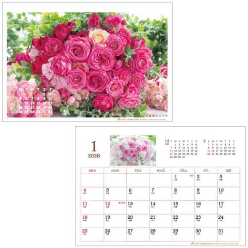 2026 Calendar ローズカレンダー 卓上カレンダー2026年 スケジュール 花写真 書き込み