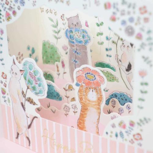 グリーティングカード トコロコムギ ポップアップカード 立体 バースデーカード 花 バースデー アクティブコーポレーション 誕生日 プレゼント メッセージカード 封筒付き