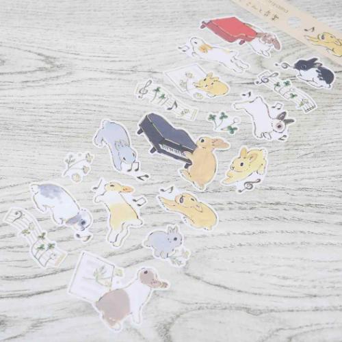 シールシート ペーパーシール 森山標子 うさぎさんと音楽 SR-49 アクティブコーポレーション デコシール