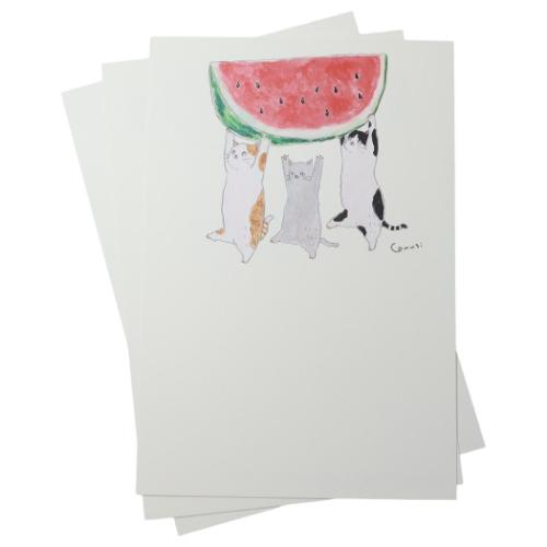 POSTCARD トコロコムギ 暑中ポストカード 3枚入 スイカ メッセージ