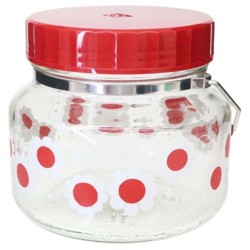 保存容器 貯蔵びん1L アデリアレトロ 花まわし アデリア レードル付き 取手付き 持ち手付 貯蔵瓶