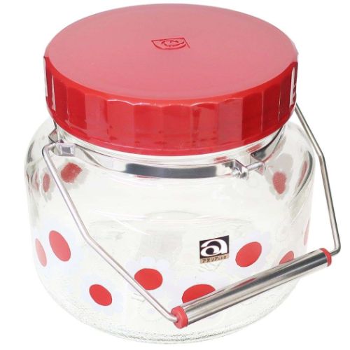 保存容器 貯蔵びん1L アデリアレトロ 花まわし アデリア レードル付き 取手付き 持ち手付 貯蔵瓶