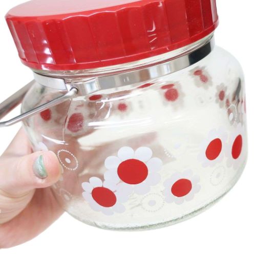 保存容器 貯蔵びん1L アデリアレトロ 花まわし アデリア レードル付き 取手付き 持ち手付 貯蔵瓶