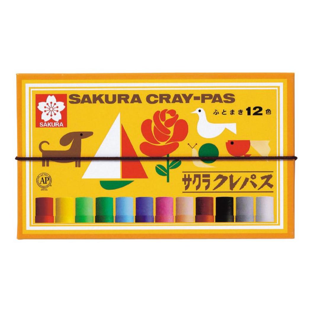 クレパス お絵かき道具 太巻12色 ゴム紐付 サクラクレパス 子供 キッズ プレゼント 入園入学準備雑貨