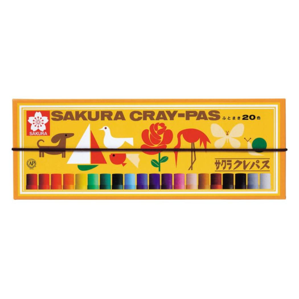 お絵かき道具 クレパス 太巻20色 ゴム紐付 サクラクレパス 子供 キッズ プレゼント 入園入学準備雑貨
