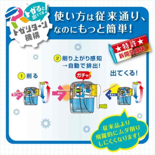 鉛筆けずり器 トガリターン 手動鉛筆削り 透明 ソニック 新学期準備文具