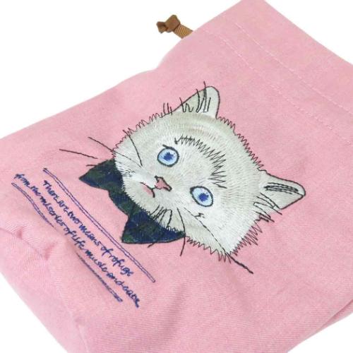 巾着袋 キャットキンチャクポーチ PK NORWEGIAN ねこグッズ アミナコレクション 小物入れ