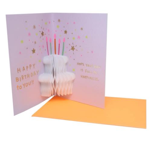 グリーティングカード ハニカムケーキミニバースデーカード パープル APJ