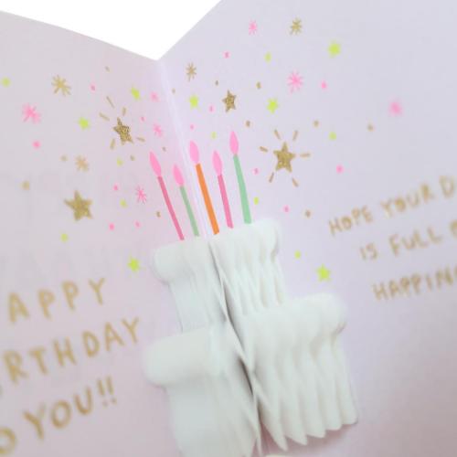 グリーティングカード ハニカムケーキミニバースデーカード パープル APJ