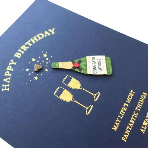 ウッドパーツカード メッセージカード バースデー/スパークリング APJ グリーティングカード 定型内郵便