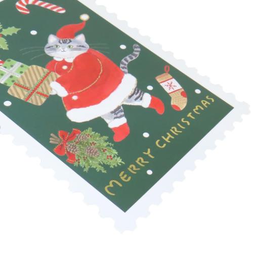 クリスマスカード スタンプポストカード トミタマミ 猫とプレゼント APJ グリーティングカード