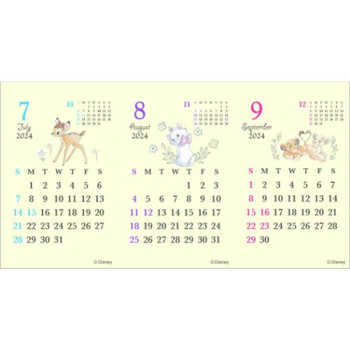 卓上カレンダー2024年 Disneyクラシックキャラクター 2024Calendar ディズニー APJ 3ヶ月ヨコ 卓上 エコタイプ｜cinemacollection｜04