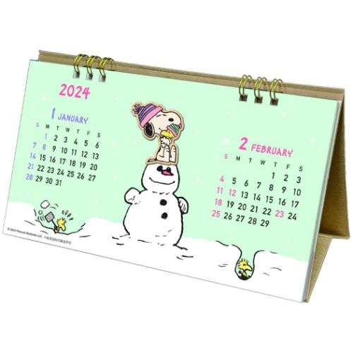 スヌーピー 卓上カレンダー2024年 2024Calendar ウッドパーツ卓上 ピーナッツ