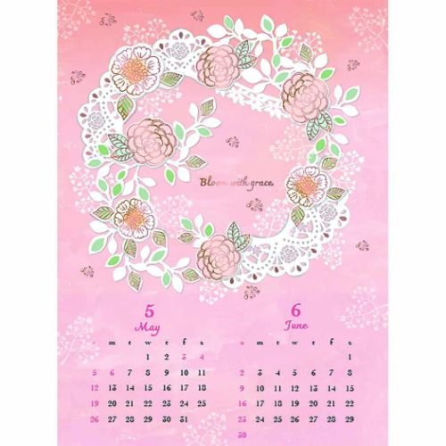 2024Calendar 切り絵 壁掛けカレンダー2024年 ガーリー イラスト : apj