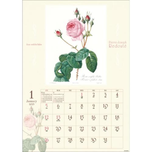 壁掛けカレンダー2025年 2025Calendar ルドゥーテ 壁掛け スケジュール APJ ばらの香り付 花 書き込み