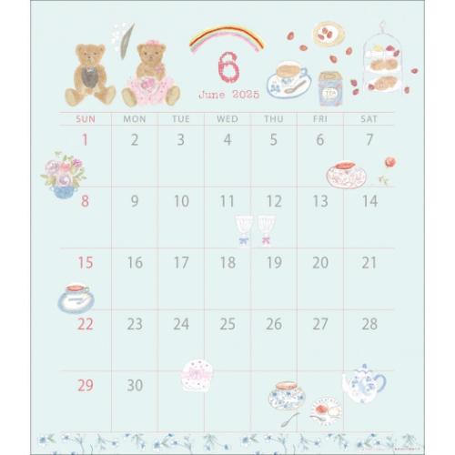 壁掛けカレンダー2025年 2025Calendar いわぶちさちこ 30角 スケジュール APJ 国内作家 アート