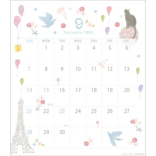 壁掛けカレンダー2025年 2025Calendar いわぶちさちこ 30角 スケジュール APJ 国内作家 アート