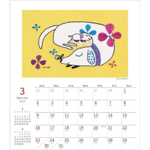 2025Calendar 壁掛けカレンダー2025年 MICAO 30角 スケジュール APJ 国内作家 アート インテリア