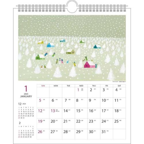 壁掛けカレンダー2025年 2025Calendar 葉 祥明 ようしょうめい 30角 スケジュール APJ 絵本作家 アート インテリア