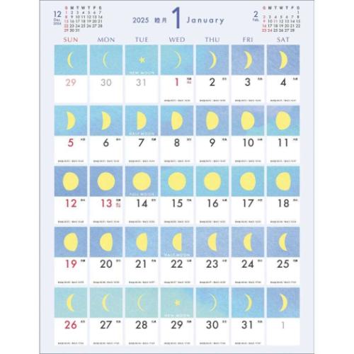 壁掛けカレンダー2025年 2025Calendar ムーン 月 スケジュール APJ 教養 実用