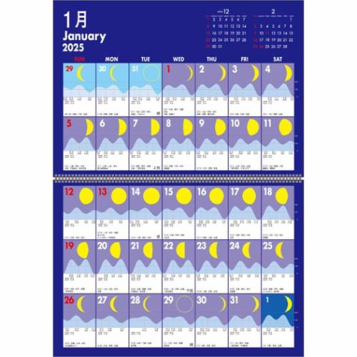 2025Calendar 壁掛けカレンダー2025年 月と波のカレンダー APJ 教養 実用