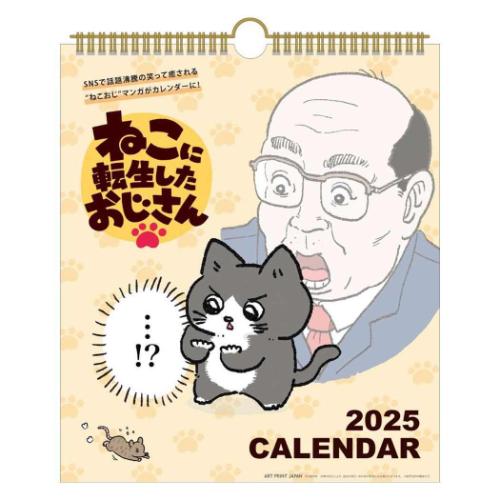 2025Calendar 壁掛けカレンダー2025年 スケジュール ねこに転生したおじさん 30角 APJ イラスト 書き込み