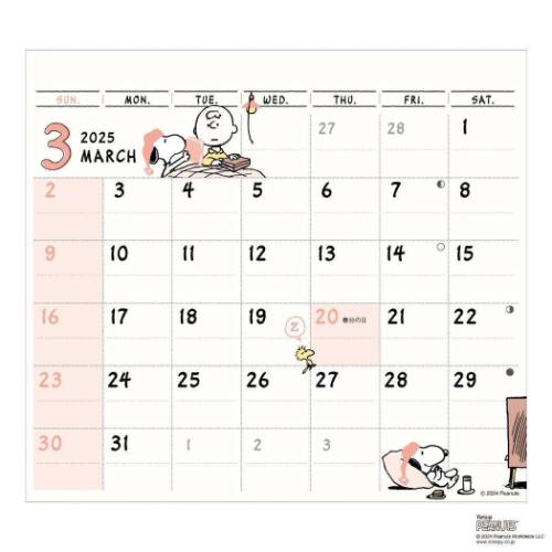 スヌーピー 2025Calendar 卓上カレンダー2025年 ペンホルダー＆ふせん付き ひょっこりスケジュール ピーナッツ APJ