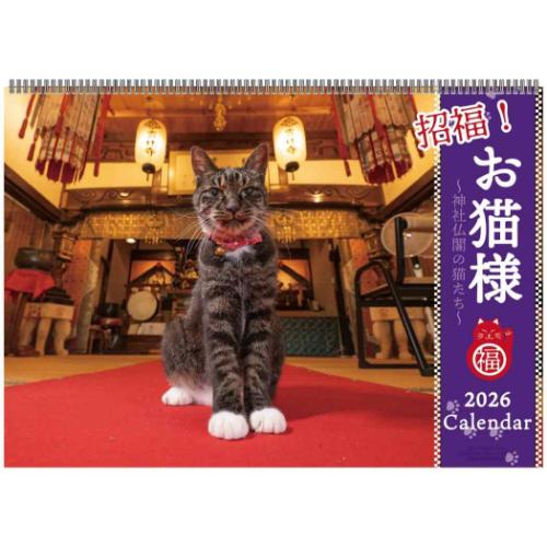 2026Calendar 招福!お猫様カレンダー 壁掛けカレンダー2026年 スケジュール ねこ APJ 動物写真 書き込み
