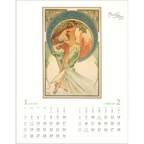 壁掛けカレンダー2026年 アルフォンス ミュシャ 2026Calendar APJ