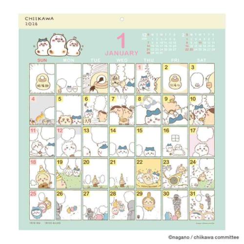 30%OFF】ちいかわ コミックデザイン キャラクター 2026Calendar 壁掛け