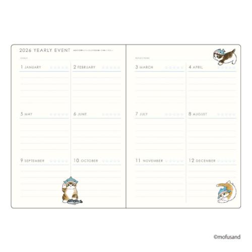 モフサンド 令和8年手帖 B6ブロックウィークリー手帳2026 2026年週間