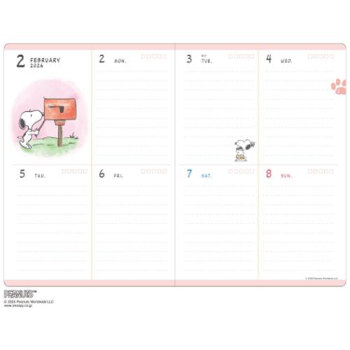 ピーナッツページ PEANUTS APJ 2026 ダイアリー B6 手帳 ブロックウィークリー