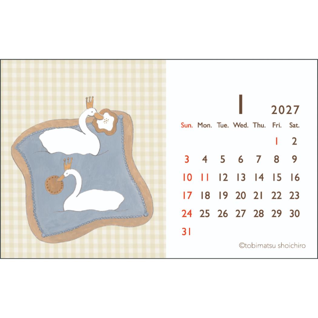 トビマツショウイチロウ 2027Calendar スイーツ缶 卓上カレンダー2027年 日本人作家 アート インテリア 令和9年暦 AP 関連画像2