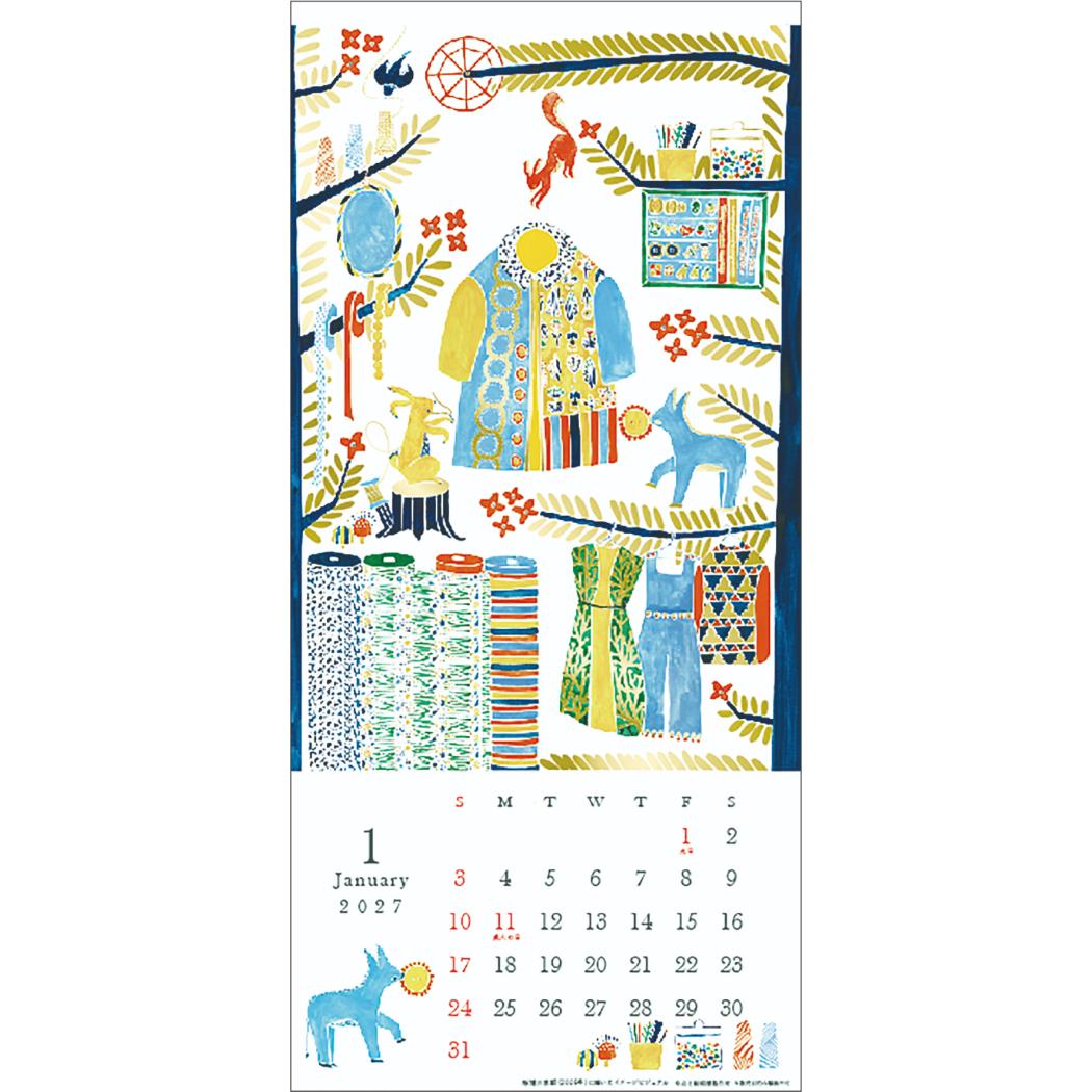 点と線模様製作所 2027Calendar ゴールド壁掛けカレンダー2027年 日本人作家 花 インテリア 令和9年暦 APJ 関連画像1