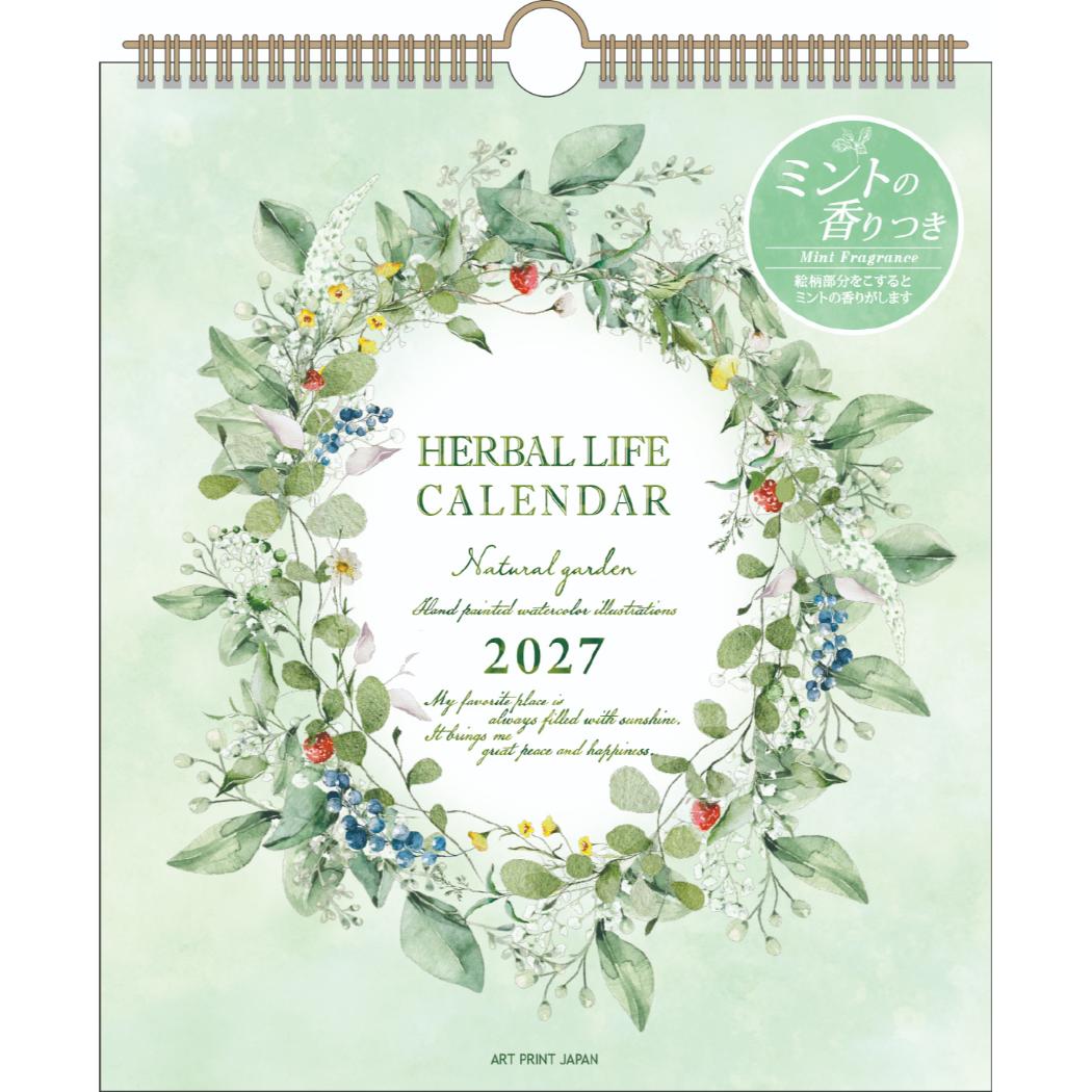 2027Calendar 壁掛けカレンダー2027年 香るハーバルライフ 30角 ミントの香り付き 書き込み スケジュール インテリア 令和
