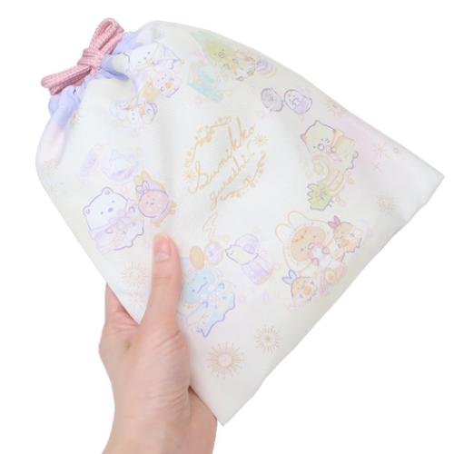 すみっコぐらし きんちゃくポーチ小 サンエックス 巾着袋 キャラクター 単柄 ラベンダー 新入学 アートウエルド