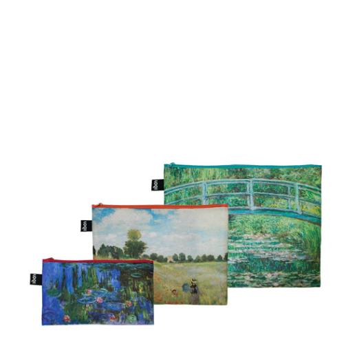 Yahoo! Yahoo!ショッピング(ヤフー ショッピング)Zip Pockets クロード モネ 平ポーチ大中小3点セット LOQI ローキー エーワイ Water Lilies Wild Poppies Japanese Footbridge