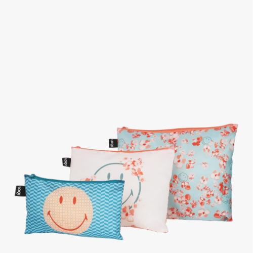 Yahoo! Yahoo!ショッピング(ヤフー ショッピング)平ポーチ大中小3点セット SMILEY Zip Pockets LOQI ローキー Blossom ＆ Geometric スマイリー