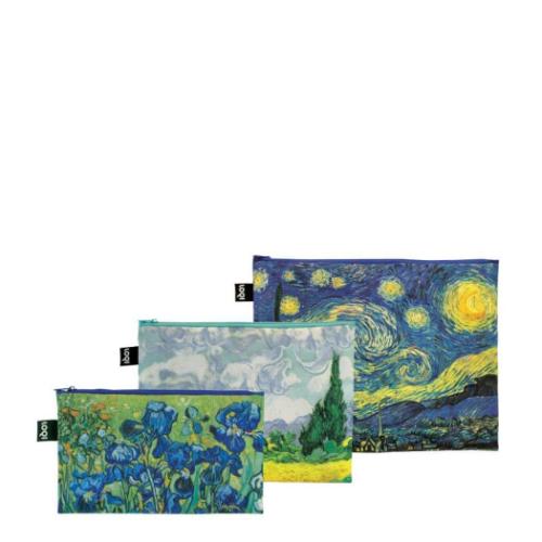 Yahoo! Yahoo!ショッピング(ヤフー ショッピング)Zip Pockets フィンセント ファン ゴッホ 平ポーチ大中小3点セット LOQI ローキー エーワイ Irises A Wheatfield With Cypresses The Sarry Night