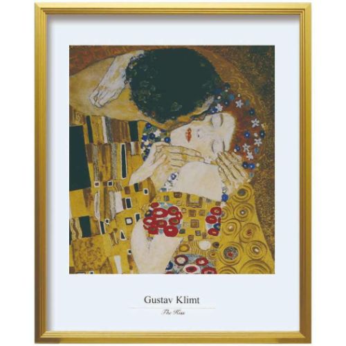 アートポスター クリムト Gustav Klimt The Kiss 額付き