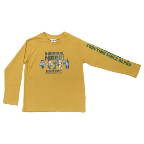 キッズ ファッション 天竺プリント長袖Tシャツ Minecraft マインクラフト カットソー カイタックファミリー キッズ 子ども