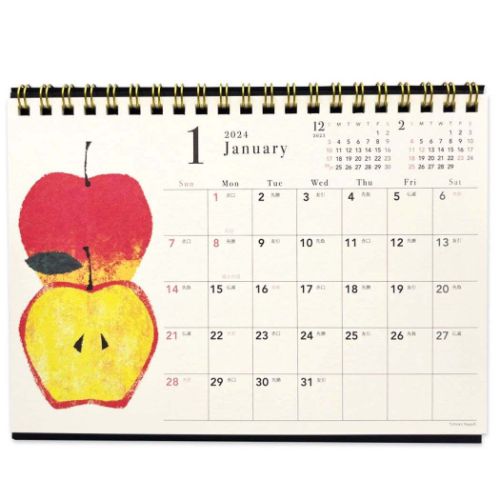 Tomoko Hayashi B6卓上カレンダー2024年 2024 Calendar 旬果 スケジュール ガーリーイラスト