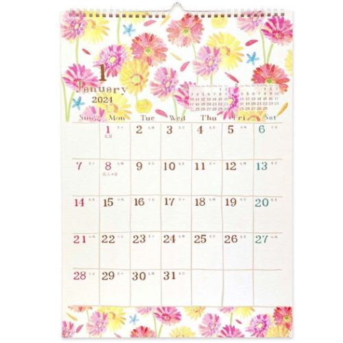 nami nami 令和6年暦 2024 Calendar ガーリーイラスト A3壁掛けカレンダー2024年