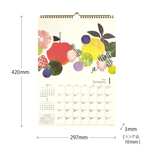 Tomoko Hayashi A3壁掛けカレンダー2026年 2026 Calendar ガーリー
